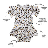 Allie Leopard Bamboo Skirted Bodysuit